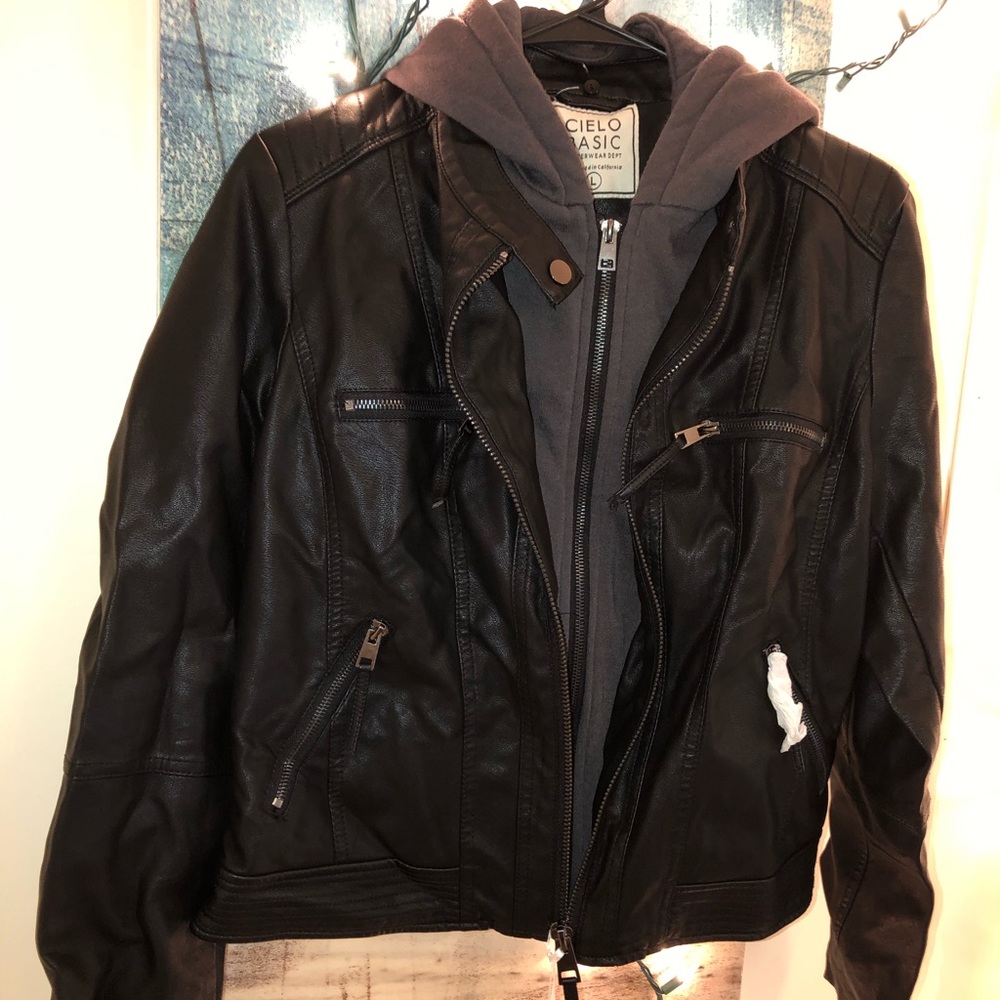 Cielo Basic Black leather jacket